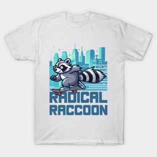 Radical Raccoon: Urban Skateboarder T-Shirt